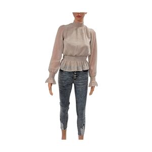 Chic Cream Long Sleeve Blouse